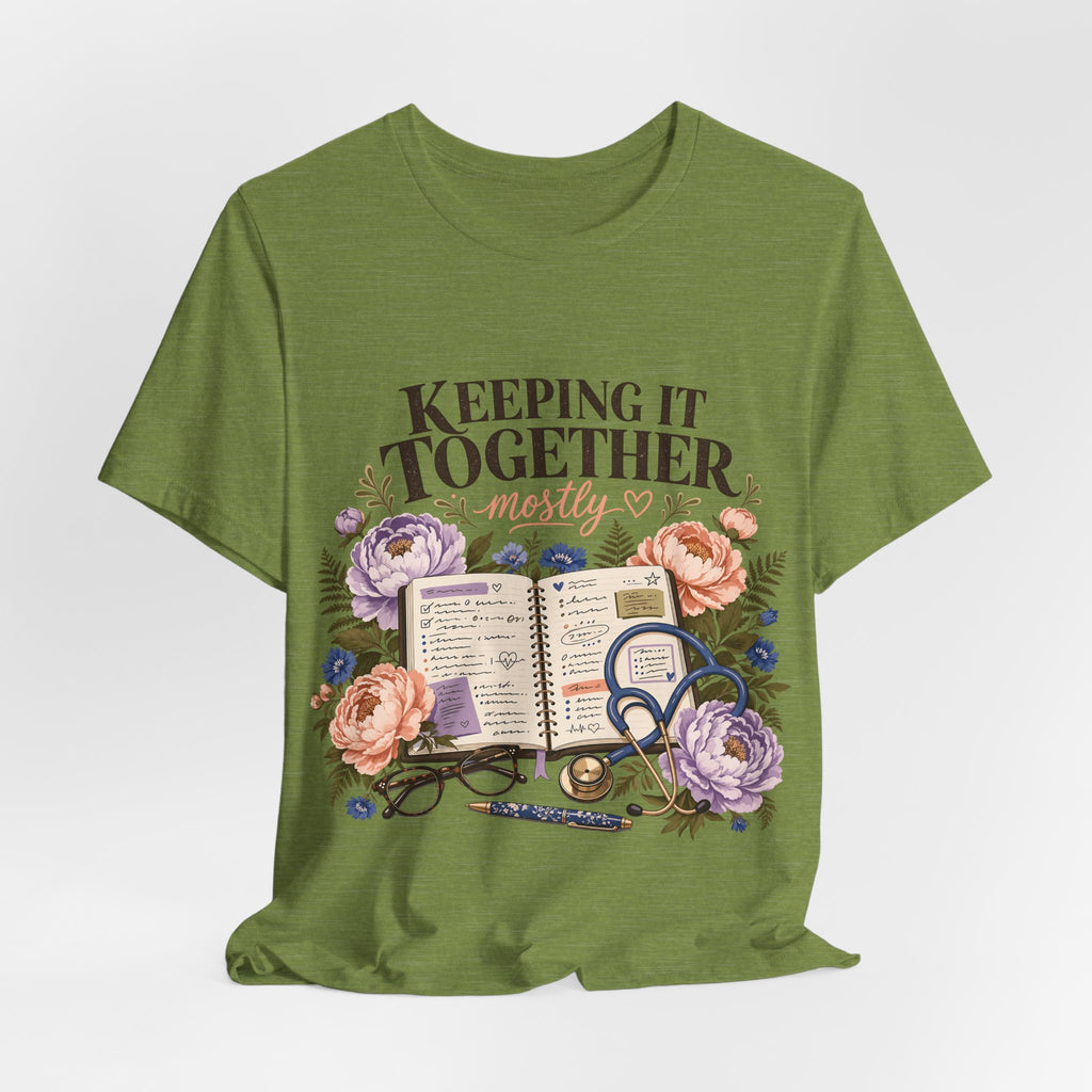 "Keeping It Together Mostly" — Botanical Nurse T-Shirt