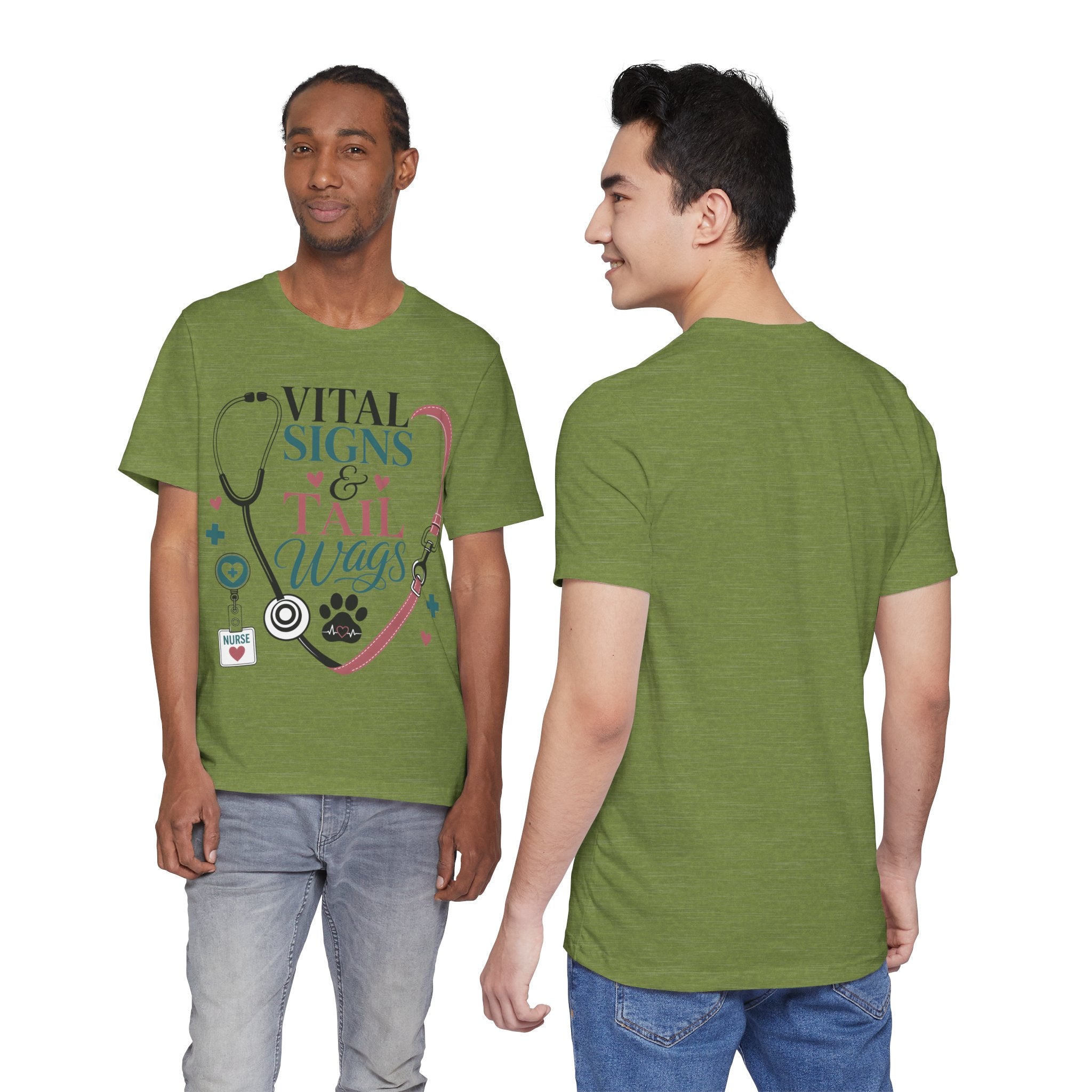 Vital Signs & Tail Wags Tee - Nurse Vet Stethoscope Paw Print T-Shirt