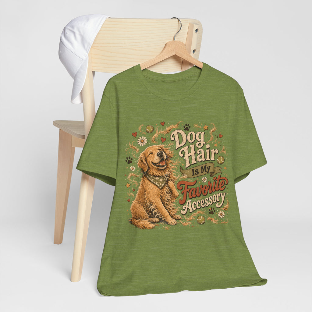 Dog Hair Is My Favorite Accessory T-Shirt — Cute Golden Retriever Tee for Dog Lovers