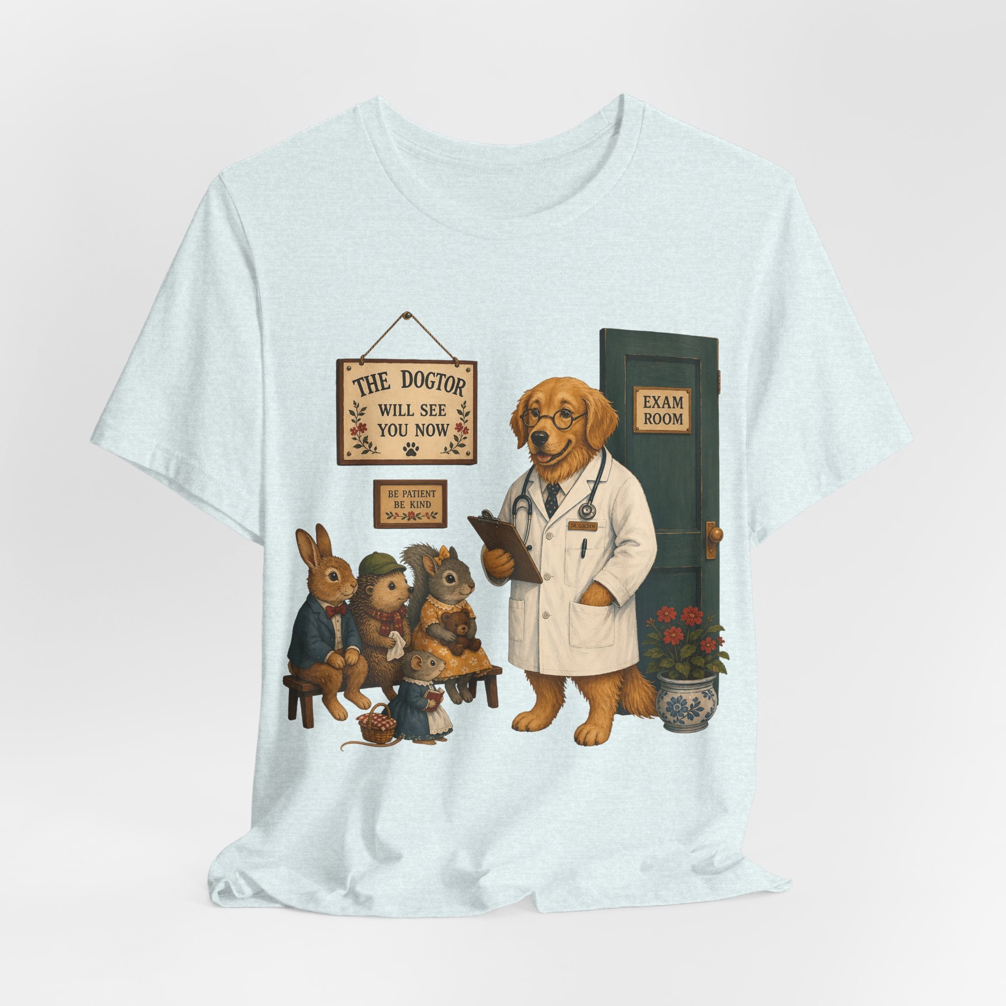 Dog Doctor Tee — Vintage Veterinary Illustration T-Shirt (The Doctor Will See You Now)
