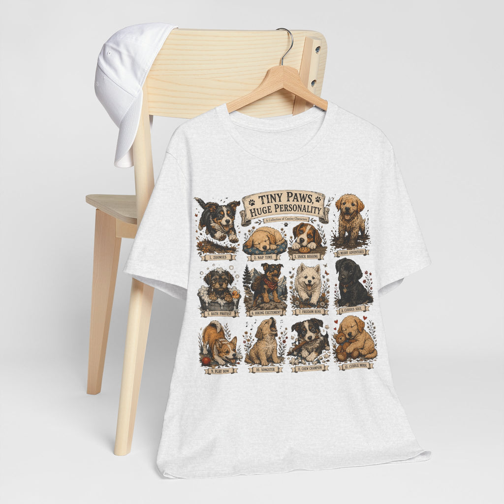 Tiny Paws Huge Personality Puppy Tee — Cute Dog Breed Collage T-Shirt
