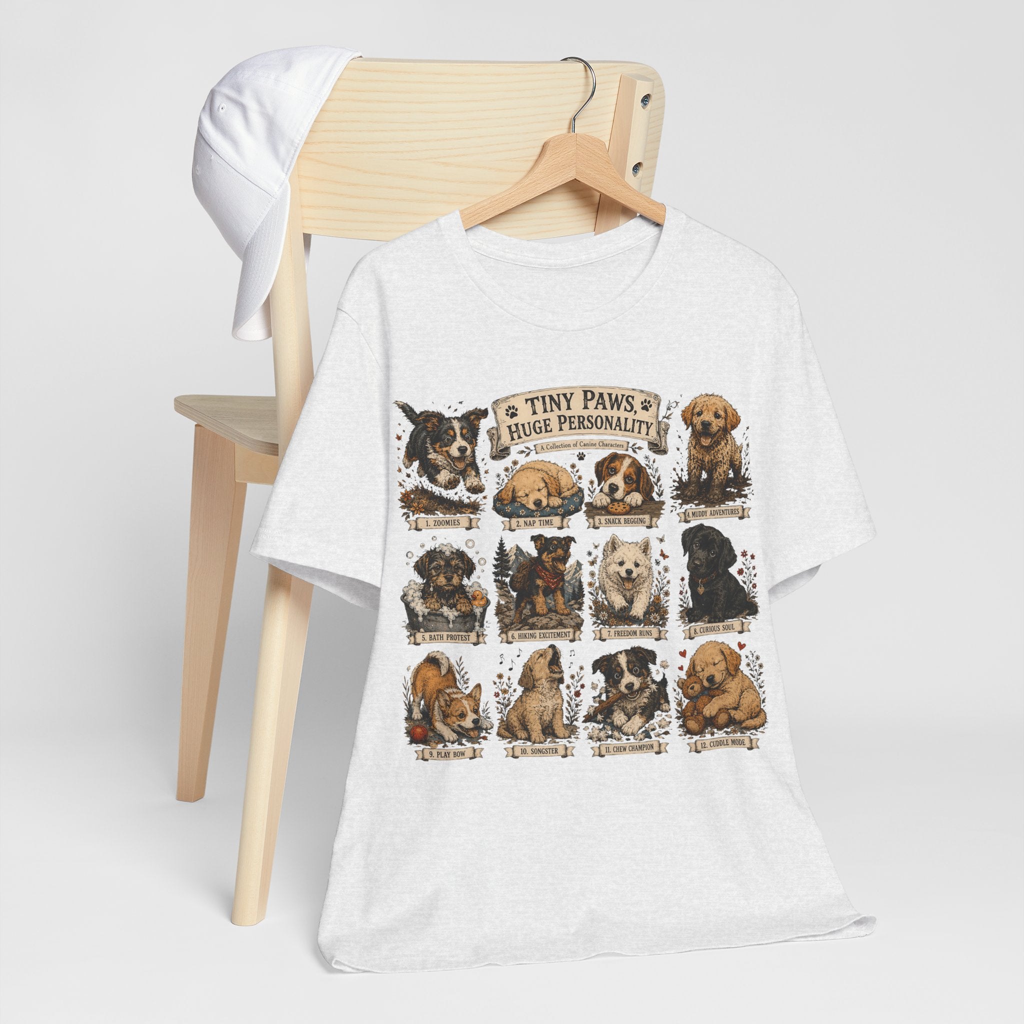 Tiny Paws Huge Personality Puppy Tee — Cute Dog Breed Collage T-Shirt