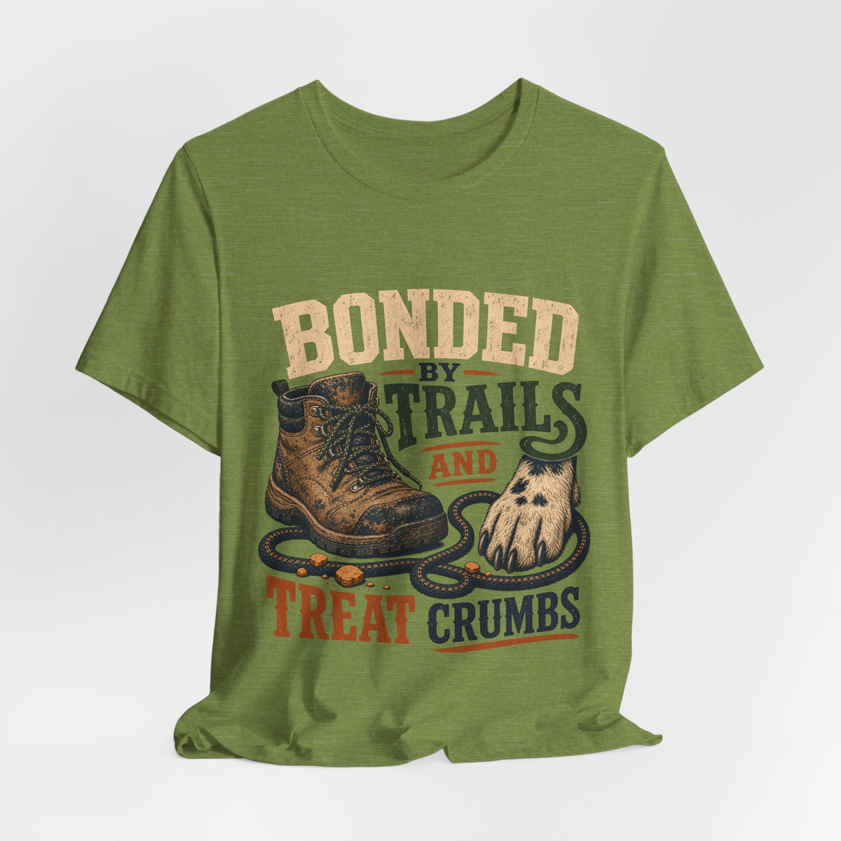 "Bonded By Trails And Treat Crumbs" Dog Lover T-Shirt — Hiking Dog Graphic Tee