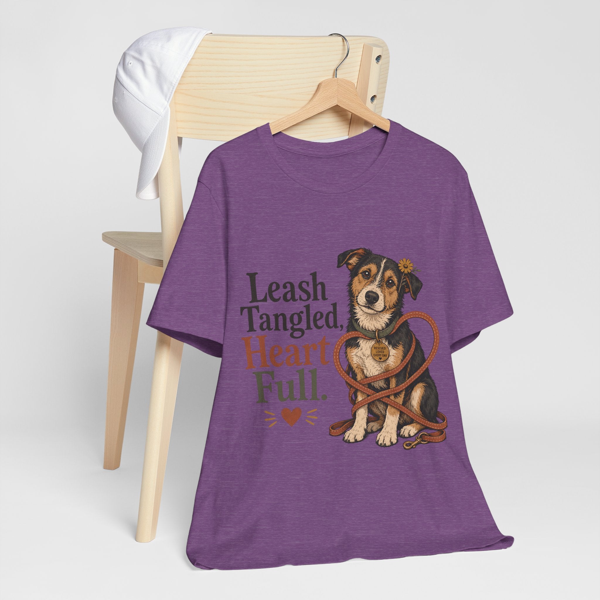 "Leash Tangled, Heart Full" Dog Lover T-Shirt — Dog Mom Graphic Tee