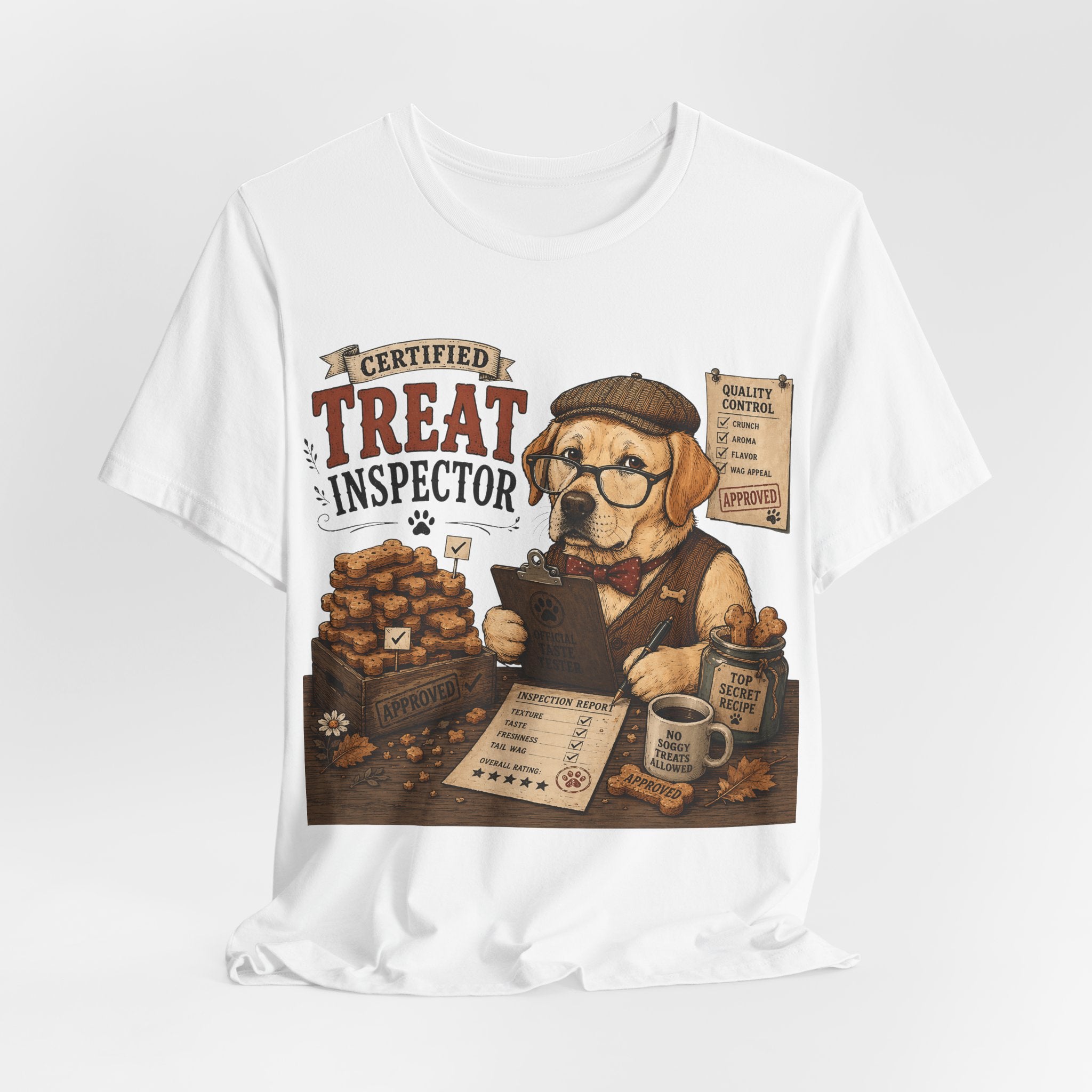 Certified Treat Inspector T-Shirt — Cute Retro Dog Cookie Inspector Tee