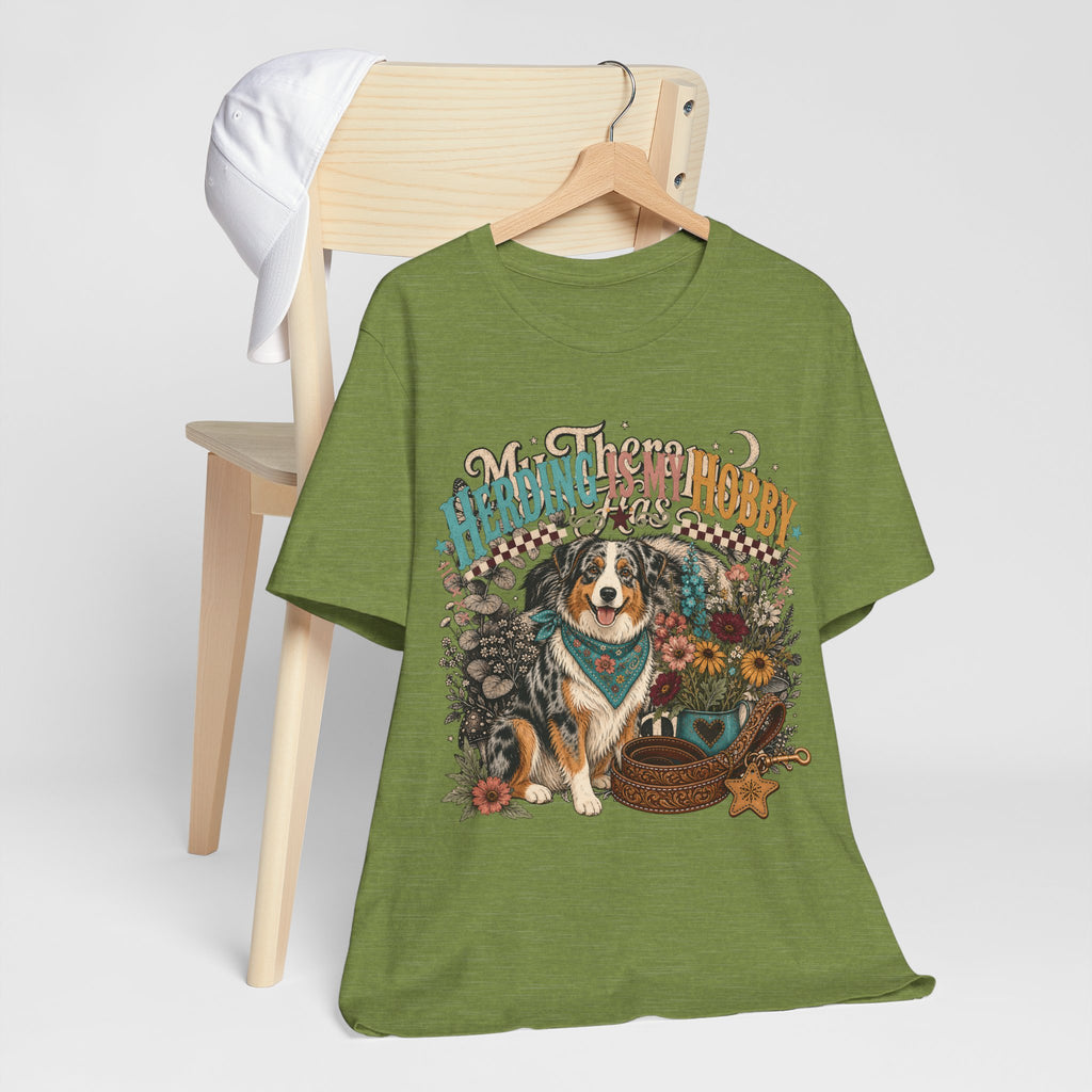 "Herding Is My Hobby" Australian Shepherd T-Shirt — Retro Dog Lover Graphic Tee