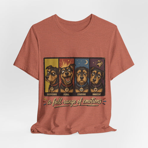 "A Full Range of Emotions" Dog T-Shirt — Funny Mood Chart Graphic Tee