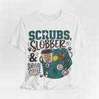 Scrubs, Slobber & Survival Coffee Tee — Funny Vet Nurse Shirt