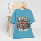 "Care With A Little Chaos" Coquette Nurse T-Shirt — Cute Nurse Graphic Tee