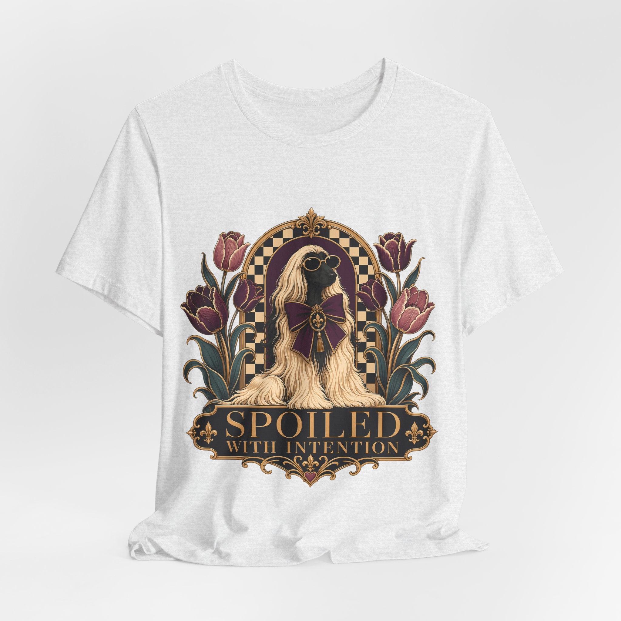 "Spoiled with Intention" — Luxury Afghan Hound Dog Mom T-Shirt