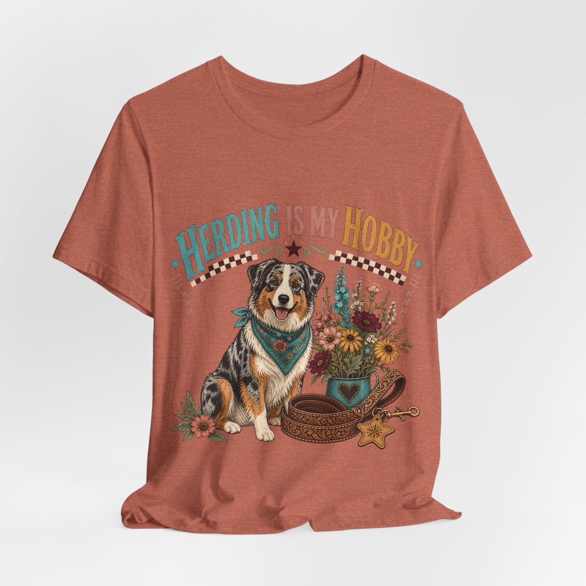 "Herding Is My Hobby" Australian Shepherd T-Shirt — Retro Dog Lover Graphic Tee