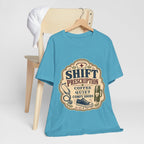 "Shift Prescription: Coffee, Quiet, Comfy Shoes" — Retro Nurse T-Shirt