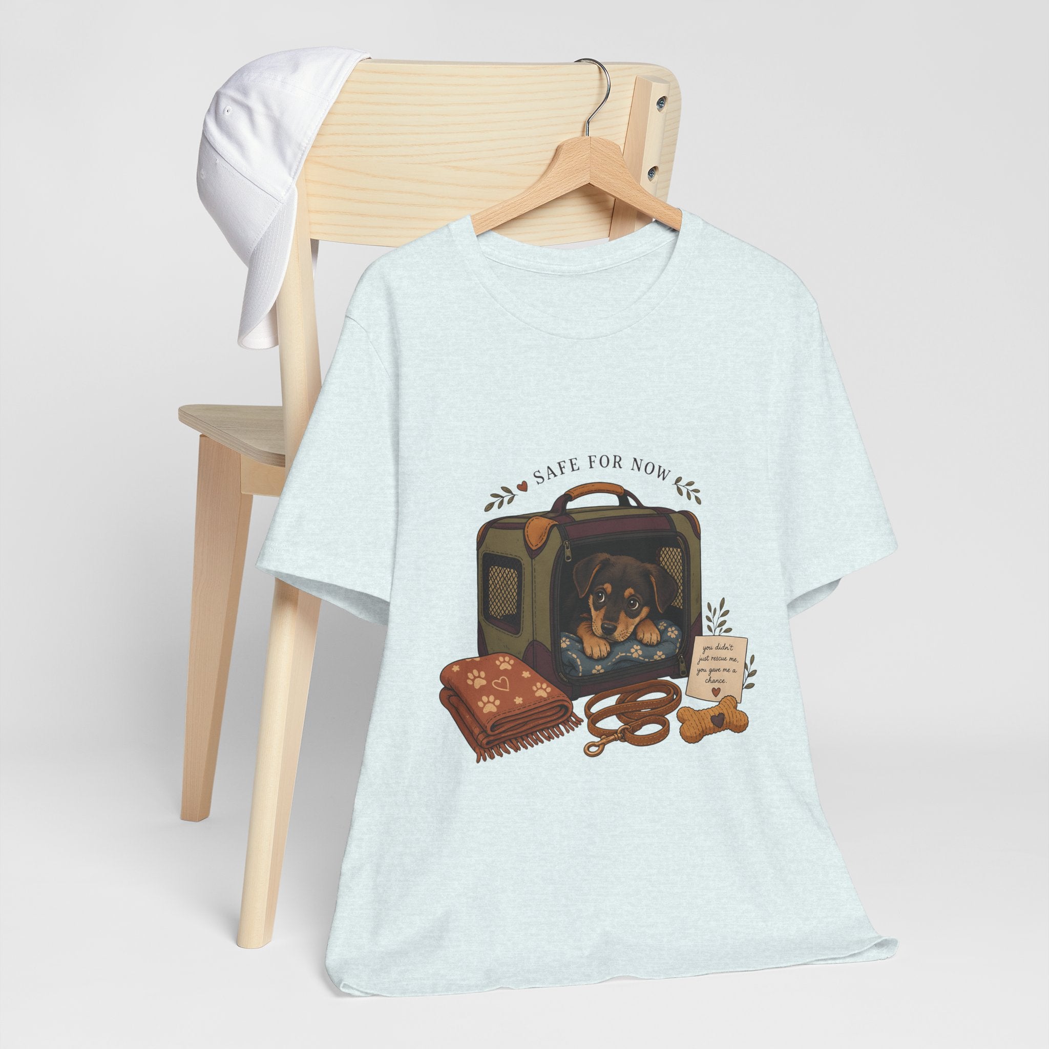 "Safe For Now" T-Shirt — Heartfelt Foster Puppy Graphic Tee