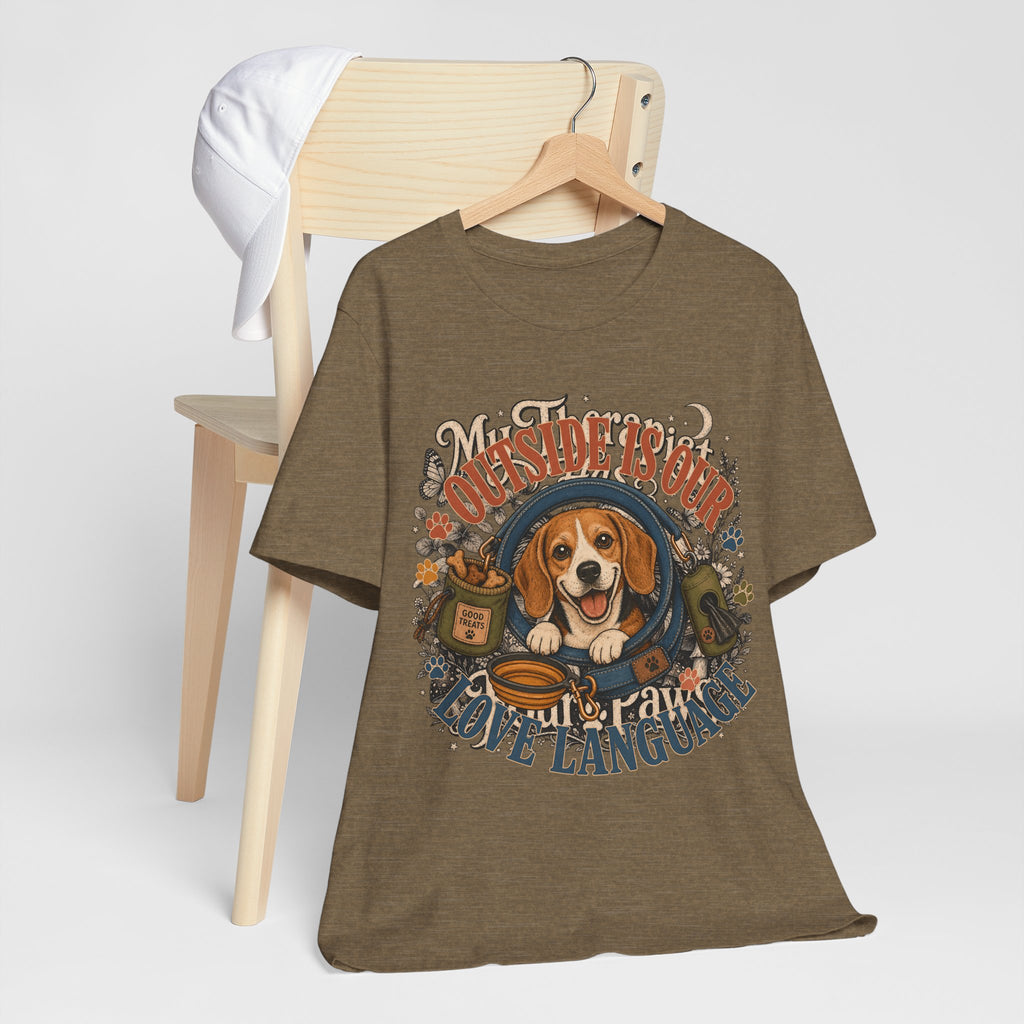 "Outside Is Our Love Language" Beagle T-Shirt — Retro Dog Lover Graphic Tee