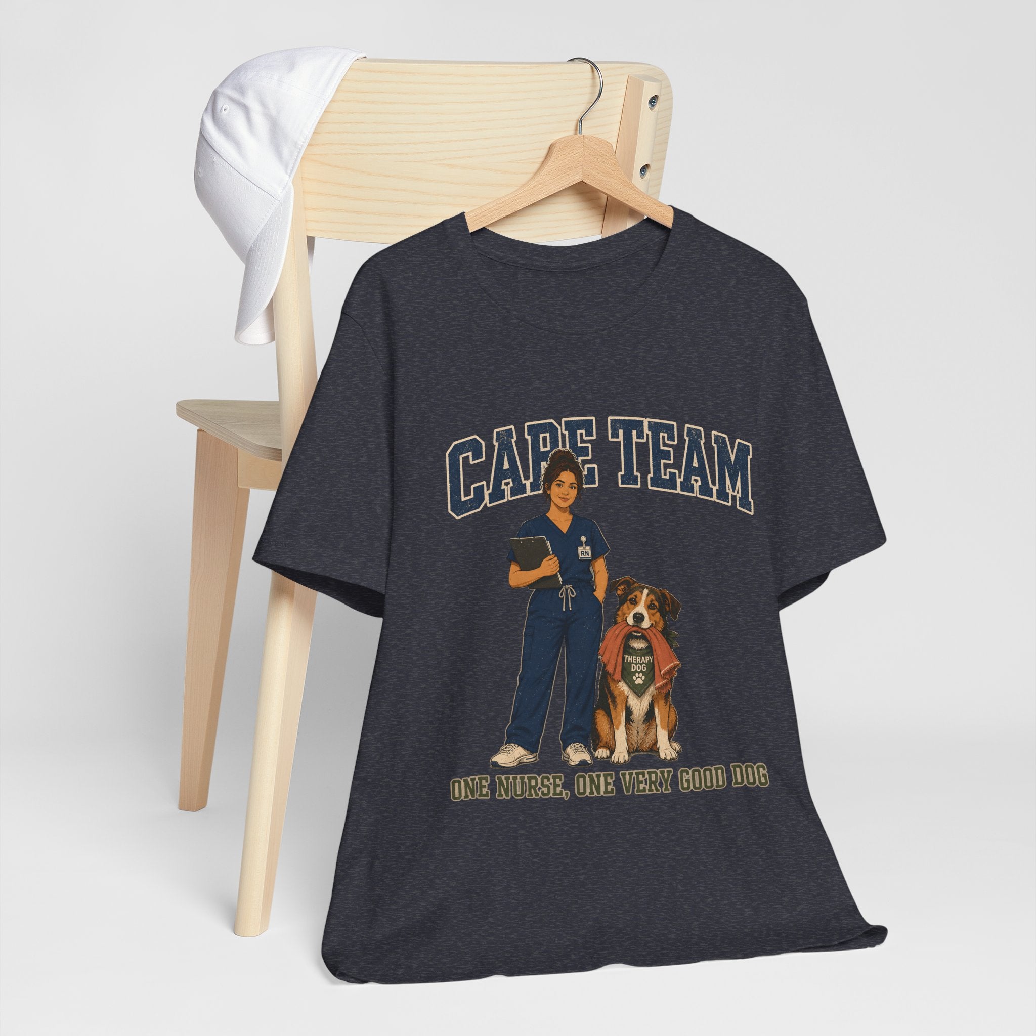 "Care Team — One Nurse, One Very Good Dog" Nurse T-Shirt — Dog Mom Nurse Graphic Tee
