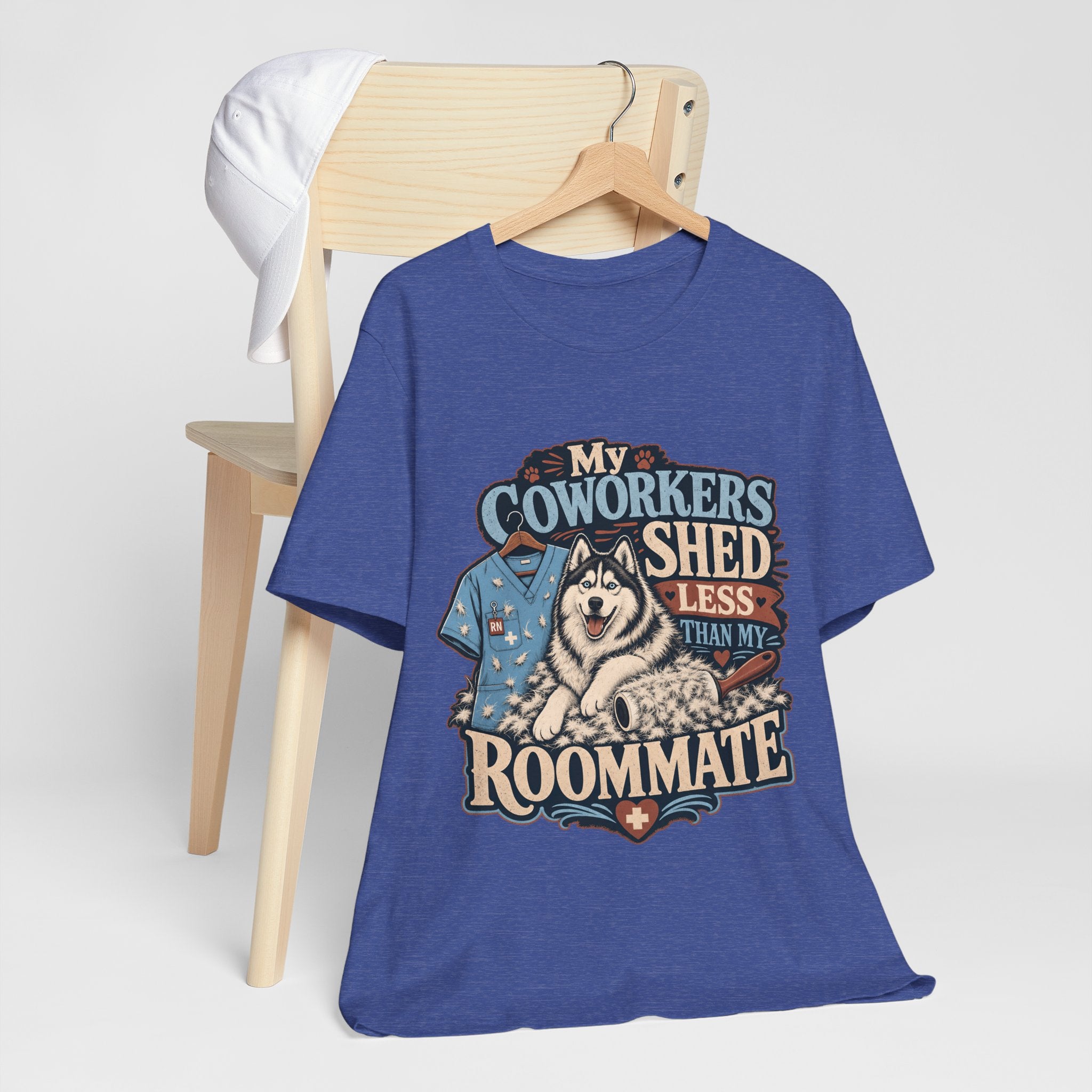 "My Coworkers Shed Less Than My Roommate" Nurse T-Shirt — Dog Mom Nurse Graphic Tee