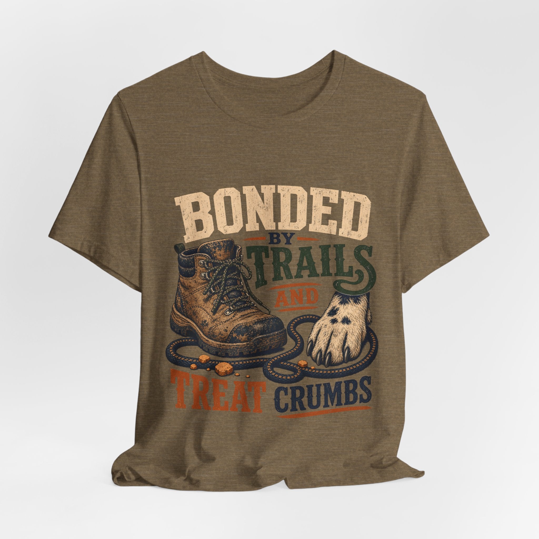 "Bonded By Trails And Treat Crumbs" Dog Lover T-Shirt — Hiking Dog Graphic Tee