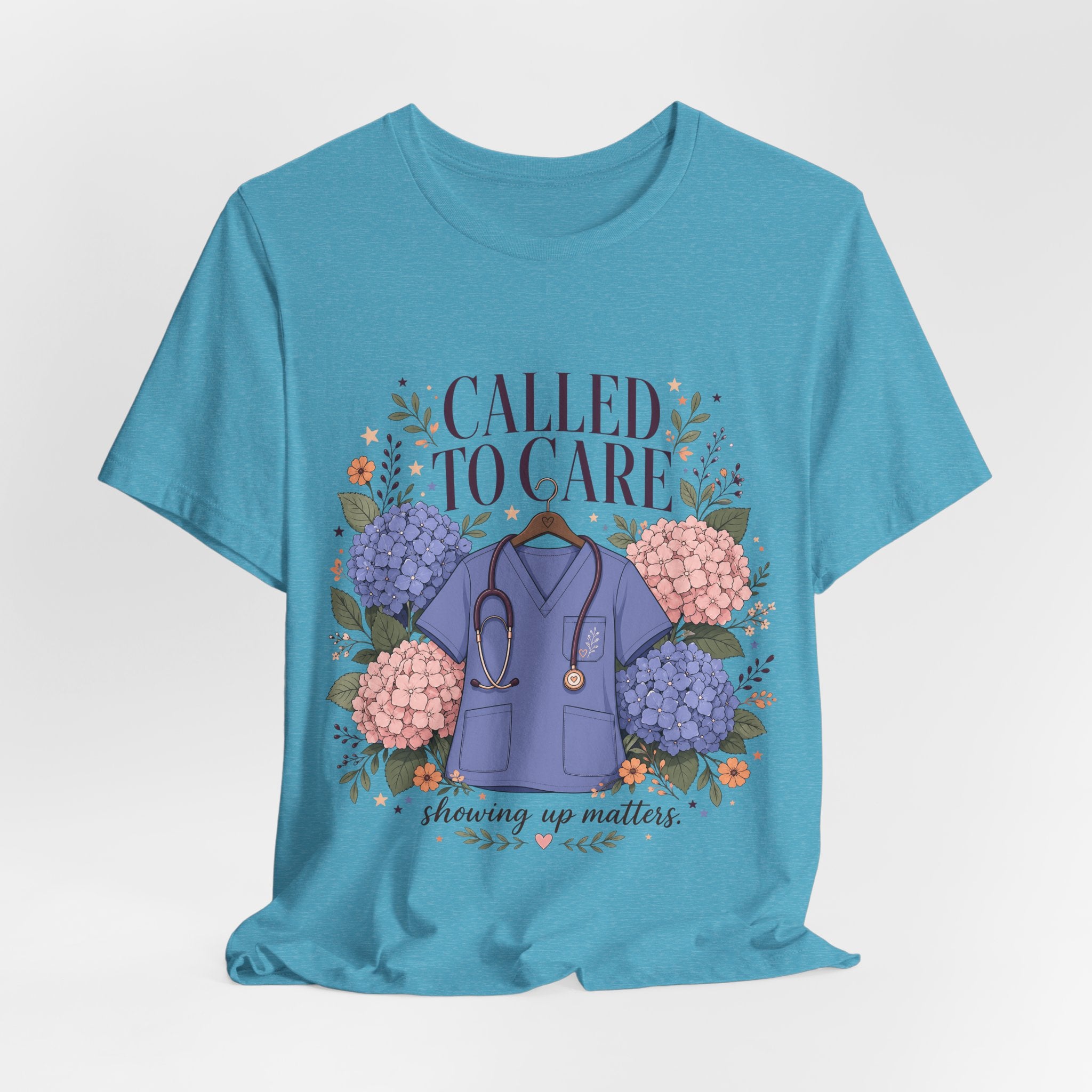 "Called To Care" Nurse T-Shirt — Floral Scrubs Nurse Graphic Tee