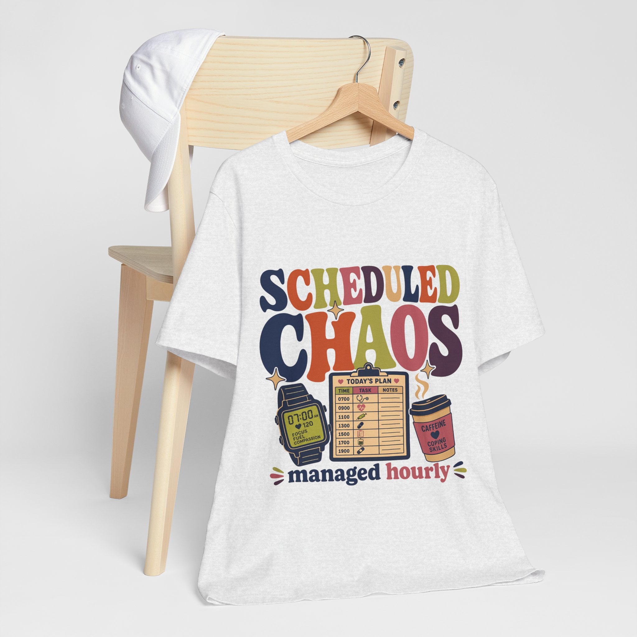 "Scheduled Chaos" Nurse T-Shirt — Funny Nurse Graphic Tee
