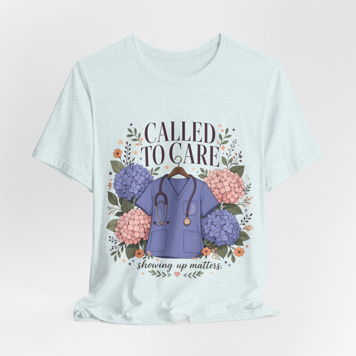 "Called To Care" Nurse T-Shirt — Floral Scrubs Nurse Graphic Tee