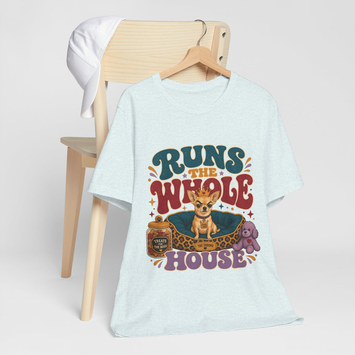 "Runs The Whole House" T-Shirt — Cheeky Retro Chihuahua Graphic Tee