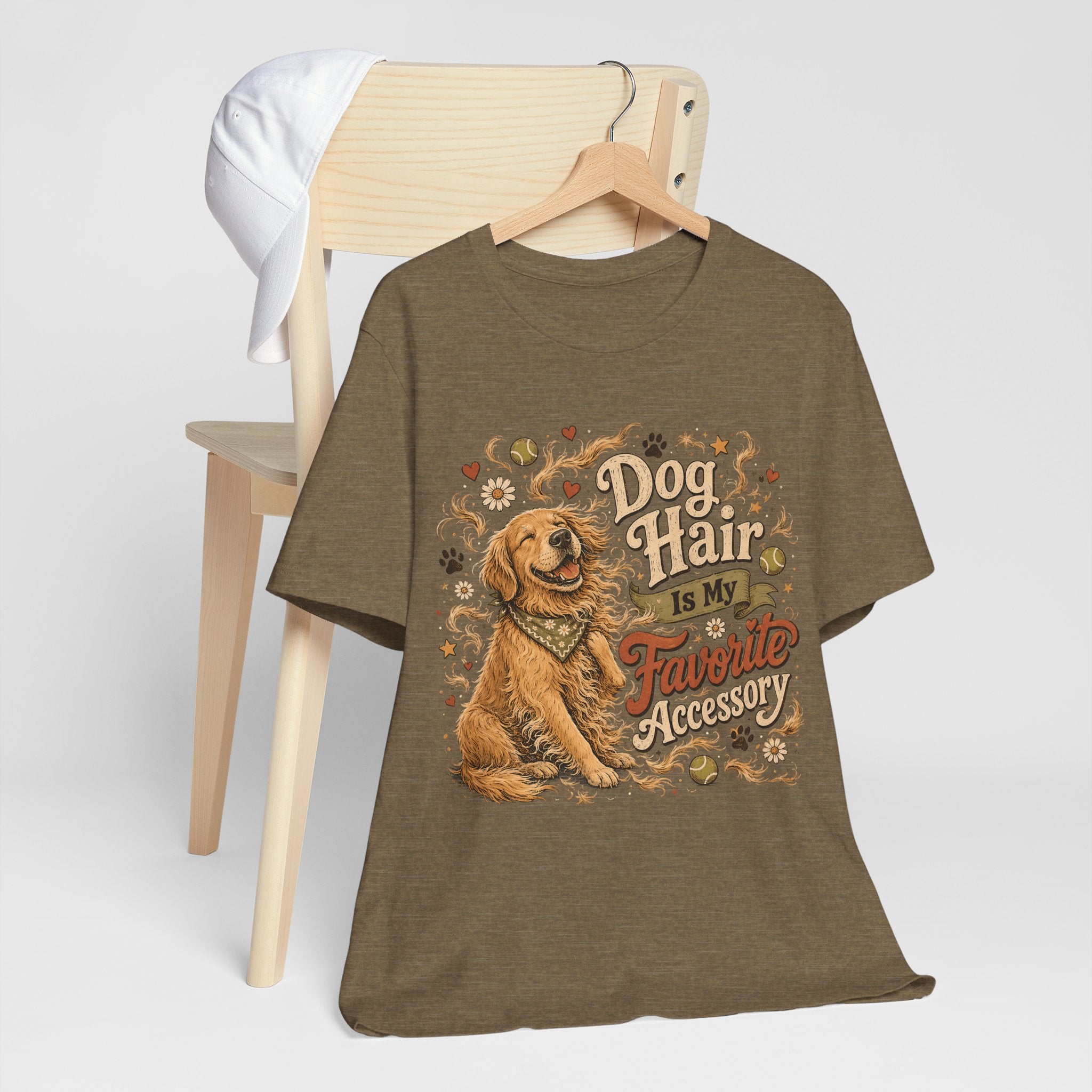 Dog Hair Is My Favorite Accessory T-Shirt — Cute Golden Retriever Tee for Dog Lovers