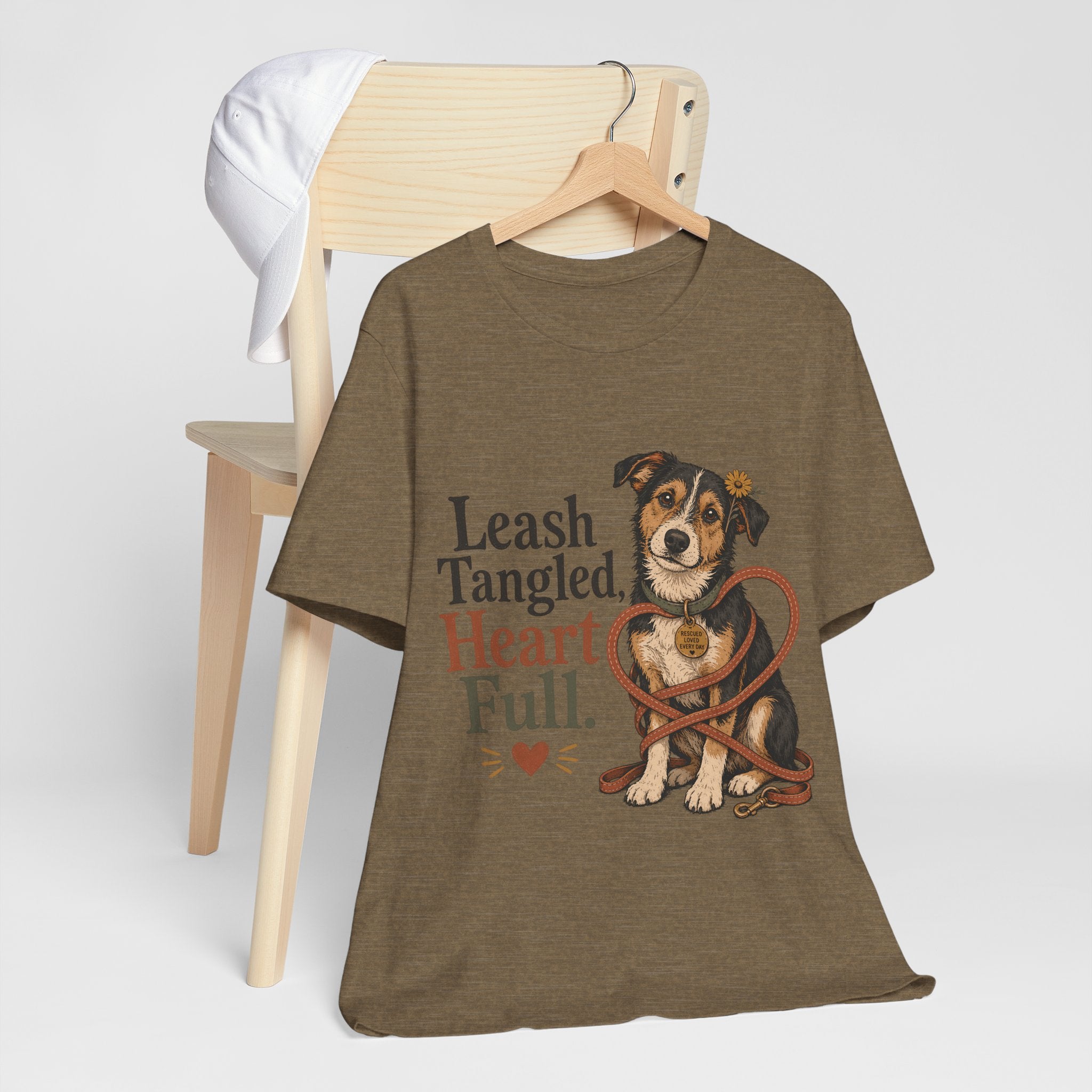 "Leash Tangled, Heart Full" Dog Lover T-Shirt — Dog Mom Graphic Tee