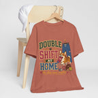 "Double Shift At Home" T-Shirt — Funny Nurse Dog Mom Graphic Tee