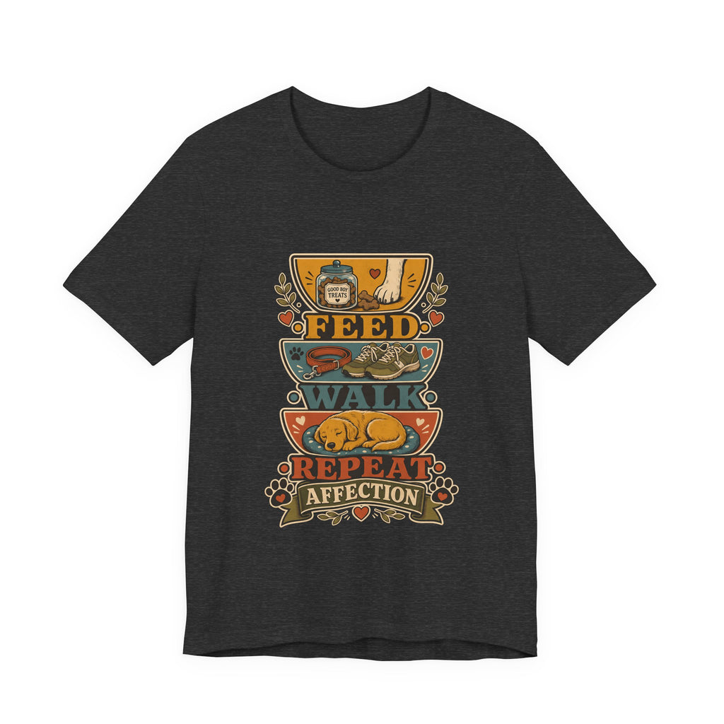 "Feed Walk Repeat Affection" — Retro Dog Mom T-Shirt