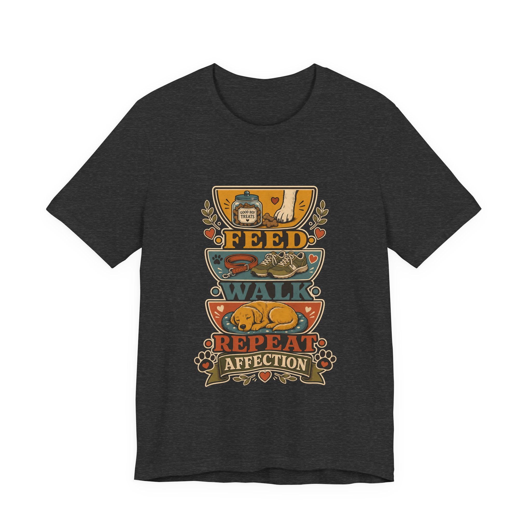 "Feed Walk Repeat Affection" — Retro Dog Mom T-Shirt