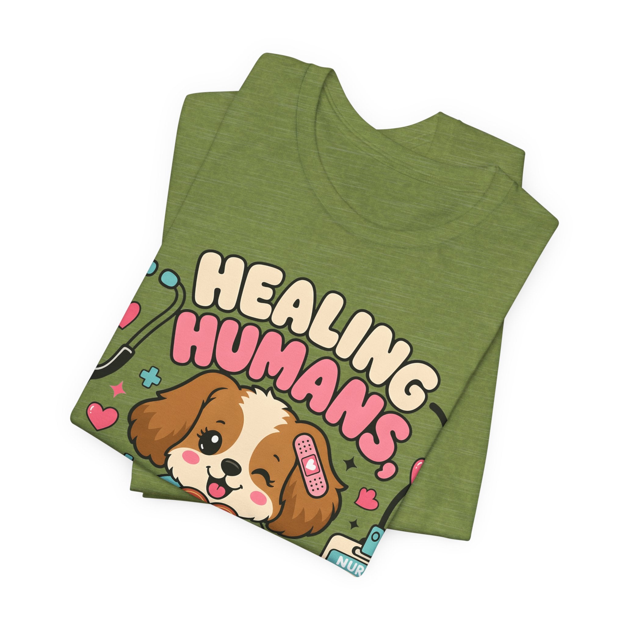 Healing Humans, Spoiling Dogs T‑Shirt — Cute Veterinary Nurse Dog Mom Tee