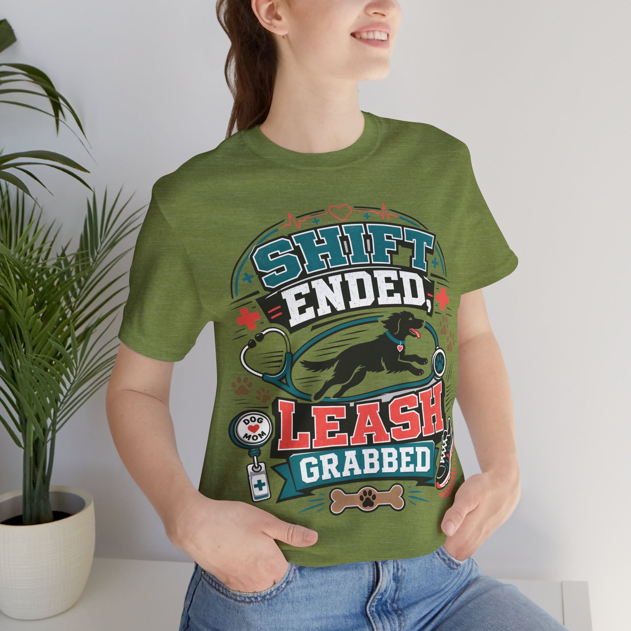 Shift Ended Leash Grabbed Dog Lover Tee