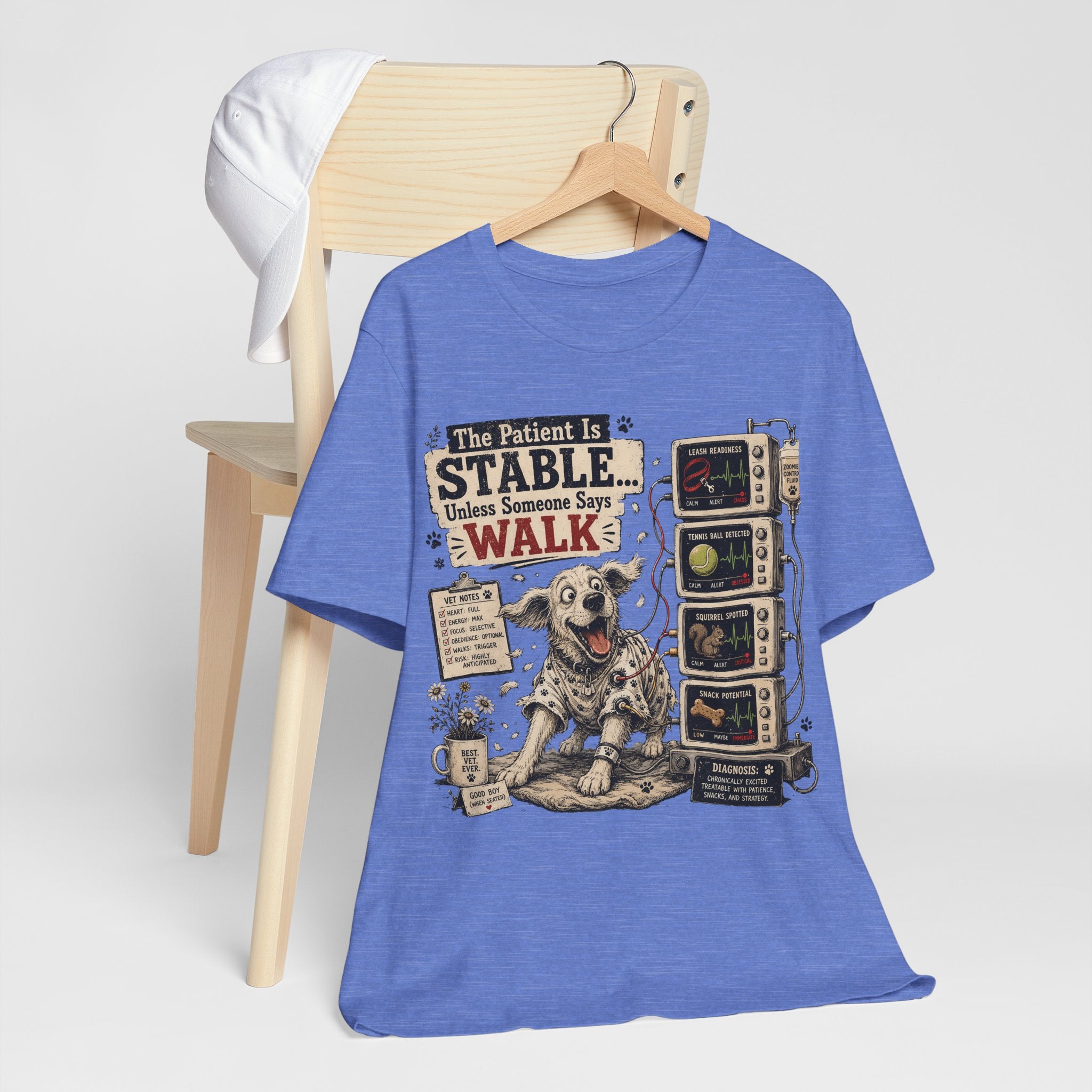 Dog Vet T-Shirt – “The Patient Is Stable… Unless Someone Says WALK” Veterinary Nurse Tee