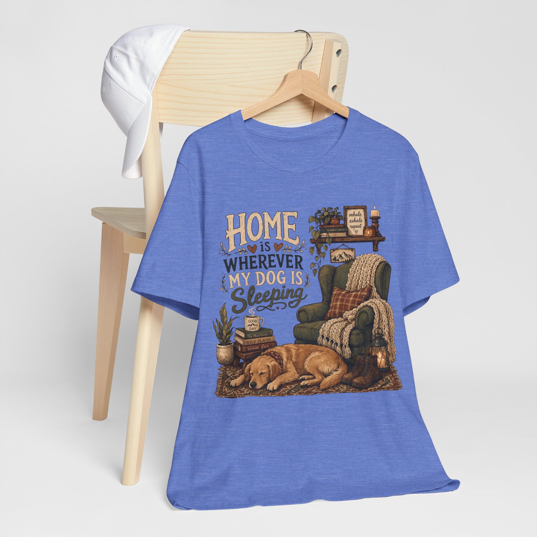 Dog Lover T‑Shirt — "Home Is Wherever My Dog Is Sleeping" Cozy Rustic Tee