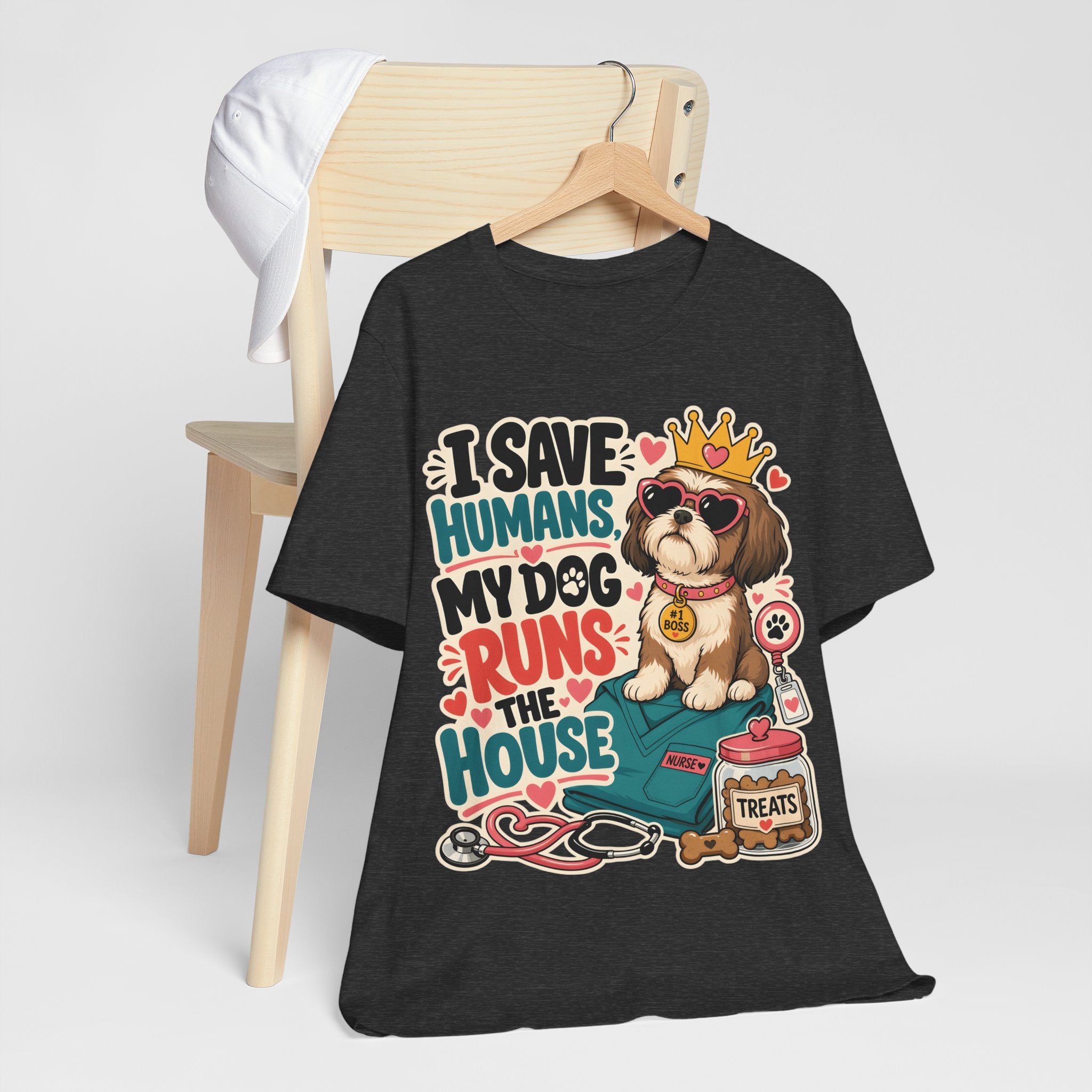 I Save Humans My Dog Runs The House T-Shirt — Funny Dog Lover Tee