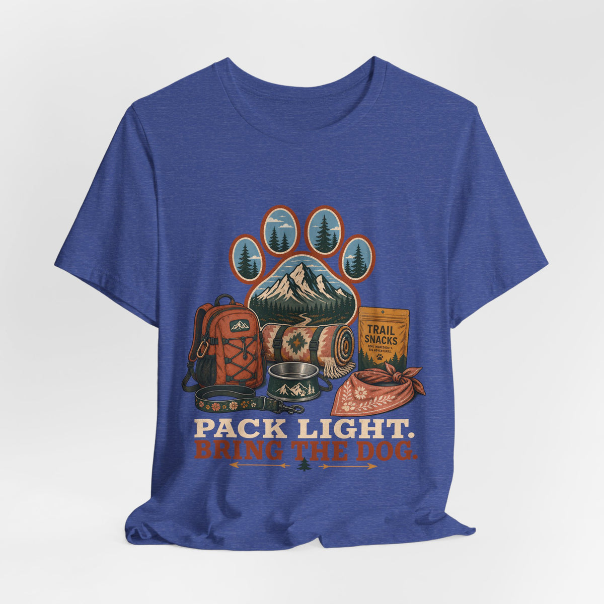 "Pack Light Bring The Dog" T-Shirt — Hiking Dog Lover Graphic Tee