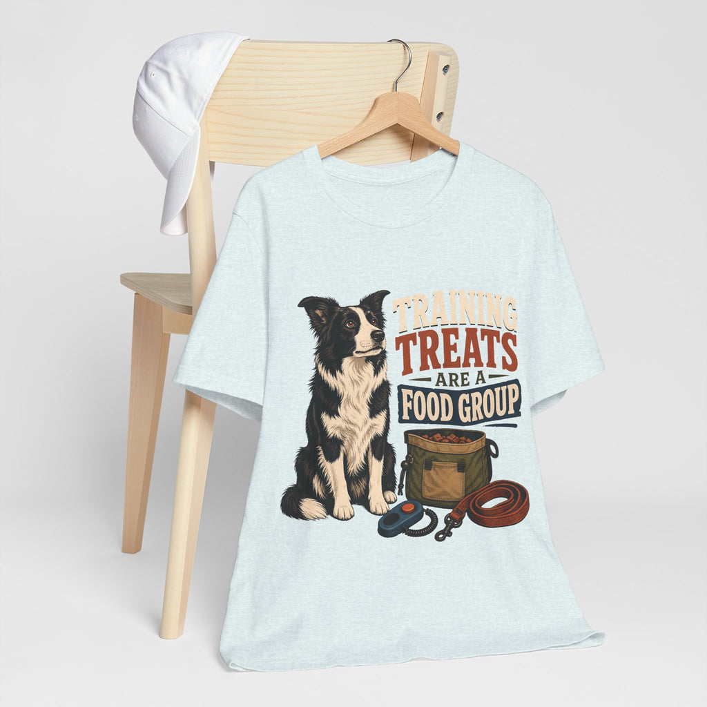 "Training Treats Are A Food Group" Dog Lover T-Shirt — Funny Dog Graphic Tee