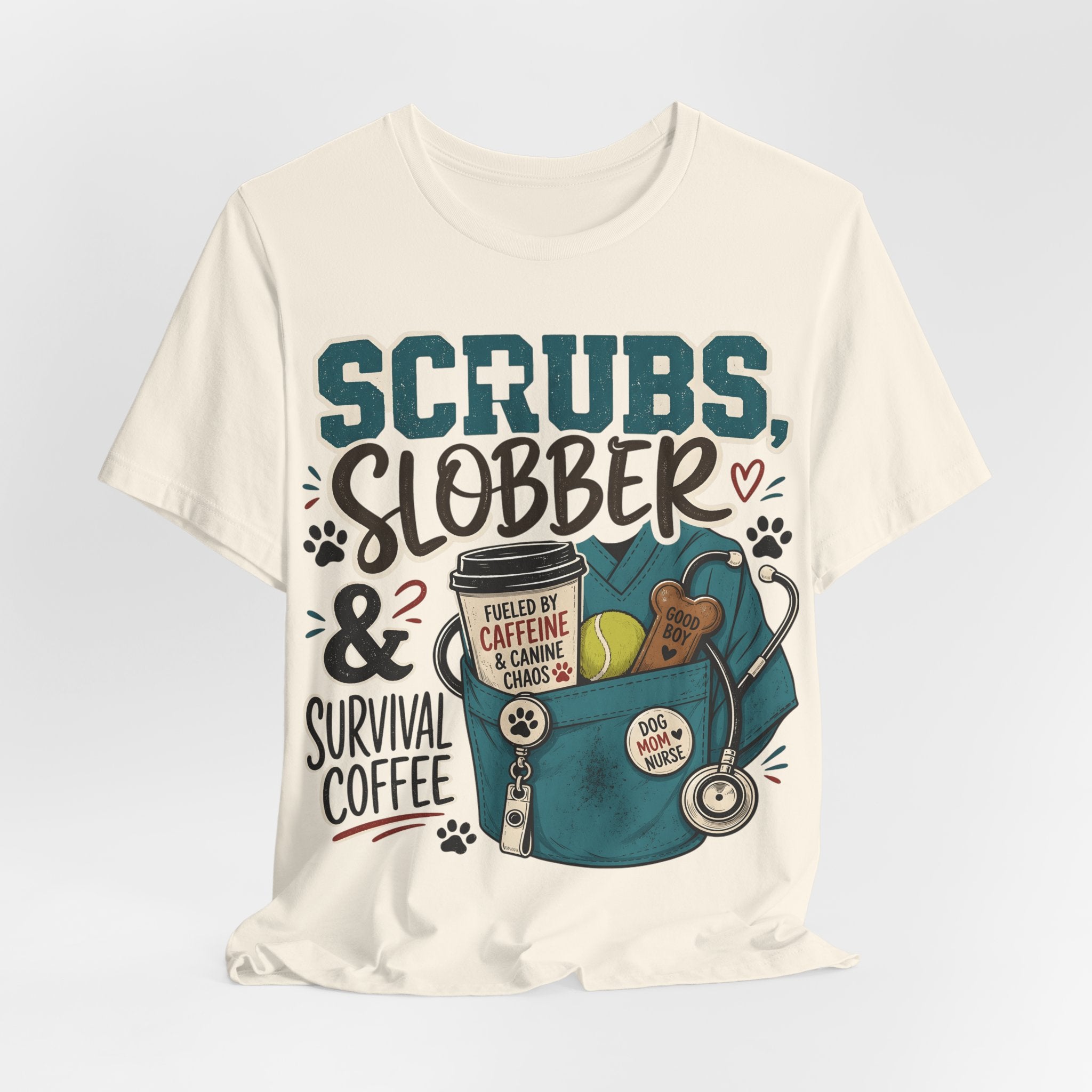 Scrubs, Slobber & Survival Coffee Tee — Funny Vet Nurse Shirt