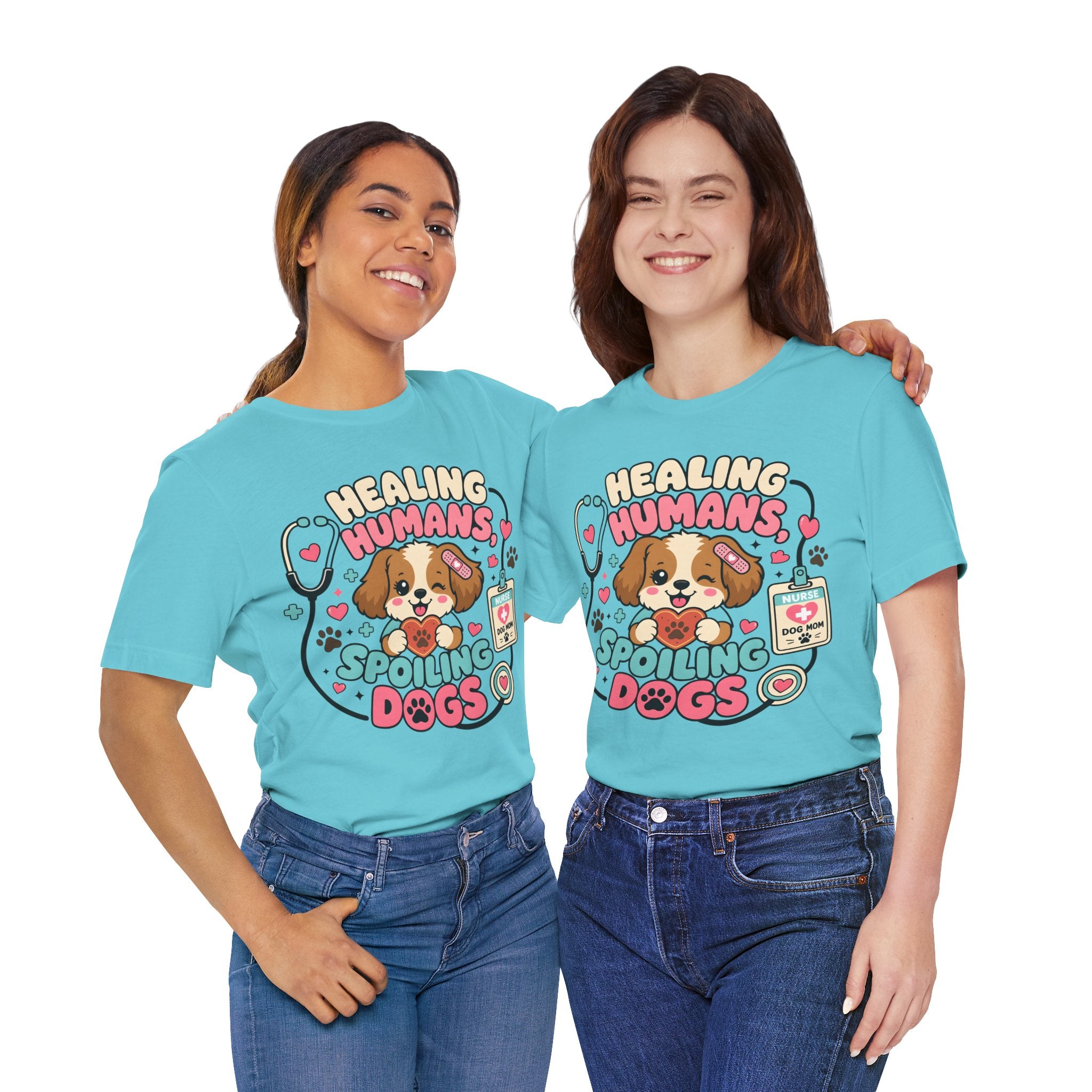 Healing Humans, Spoiling Dogs T‑Shirt — Cute Veterinary Nurse Dog Mom Tee