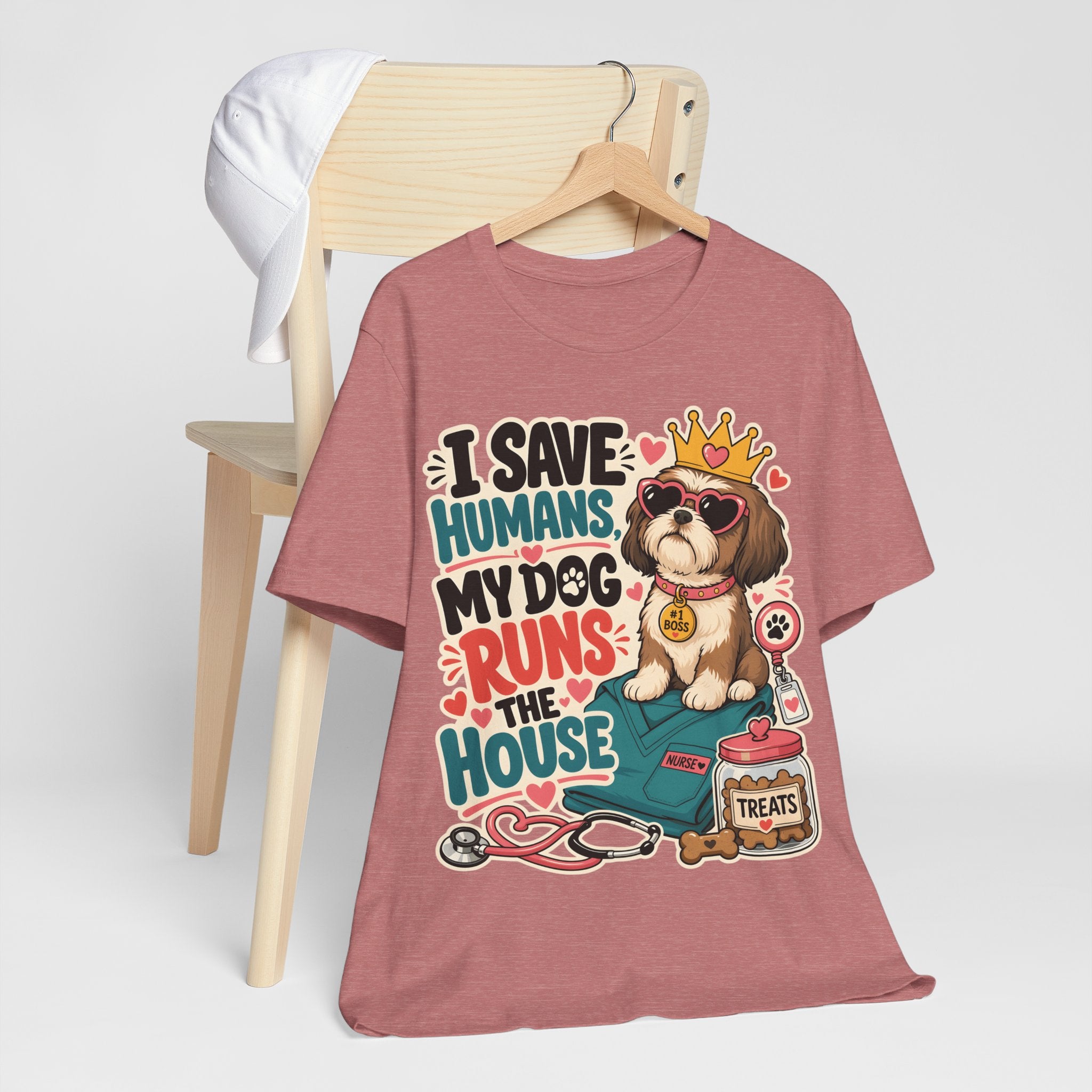 I Save Humans My Dog Runs The House T-Shirt — Funny Dog Lover Tee