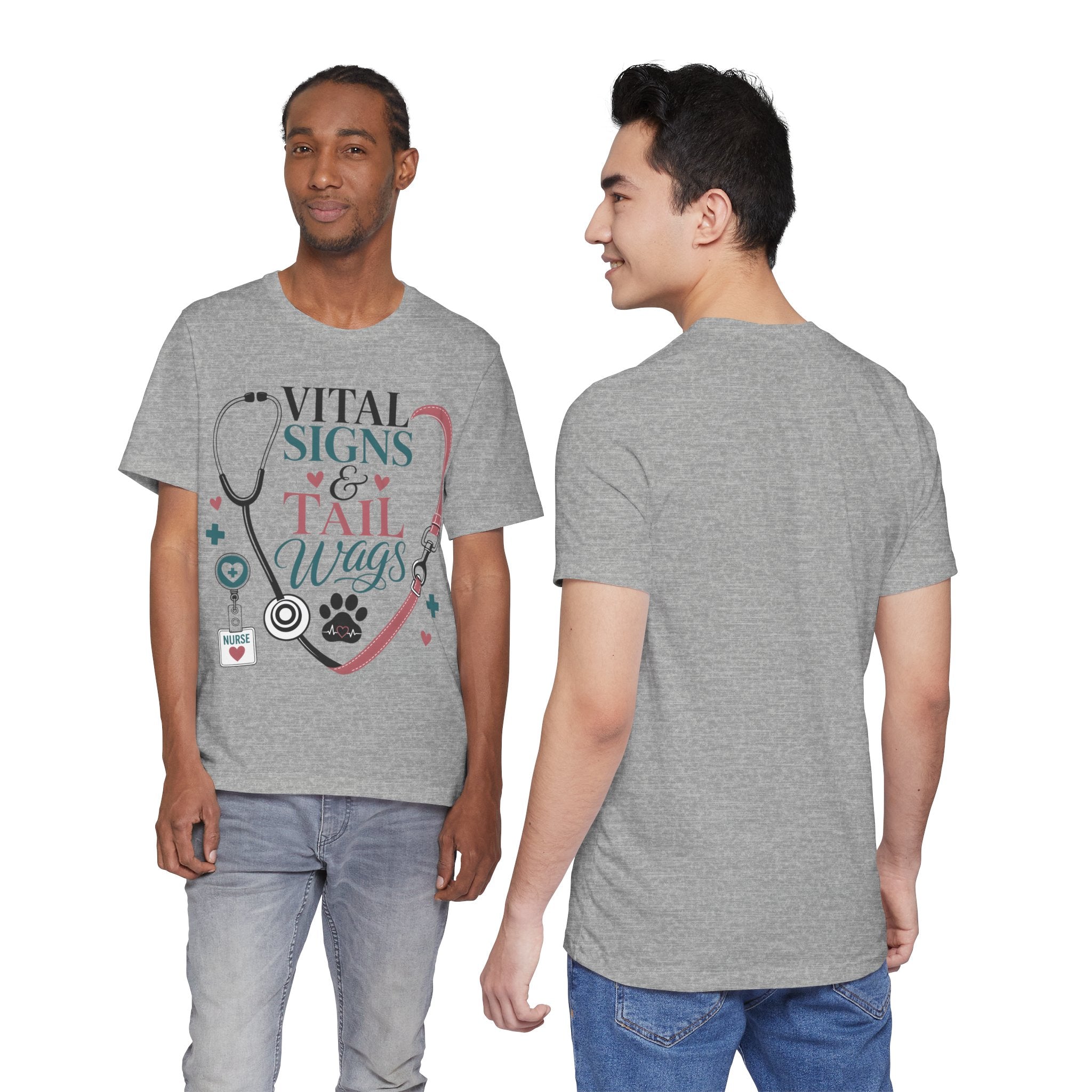 Vital Signs & Tail Wags Tee - Nurse Vet Stethoscope Paw Print T-Shirt
