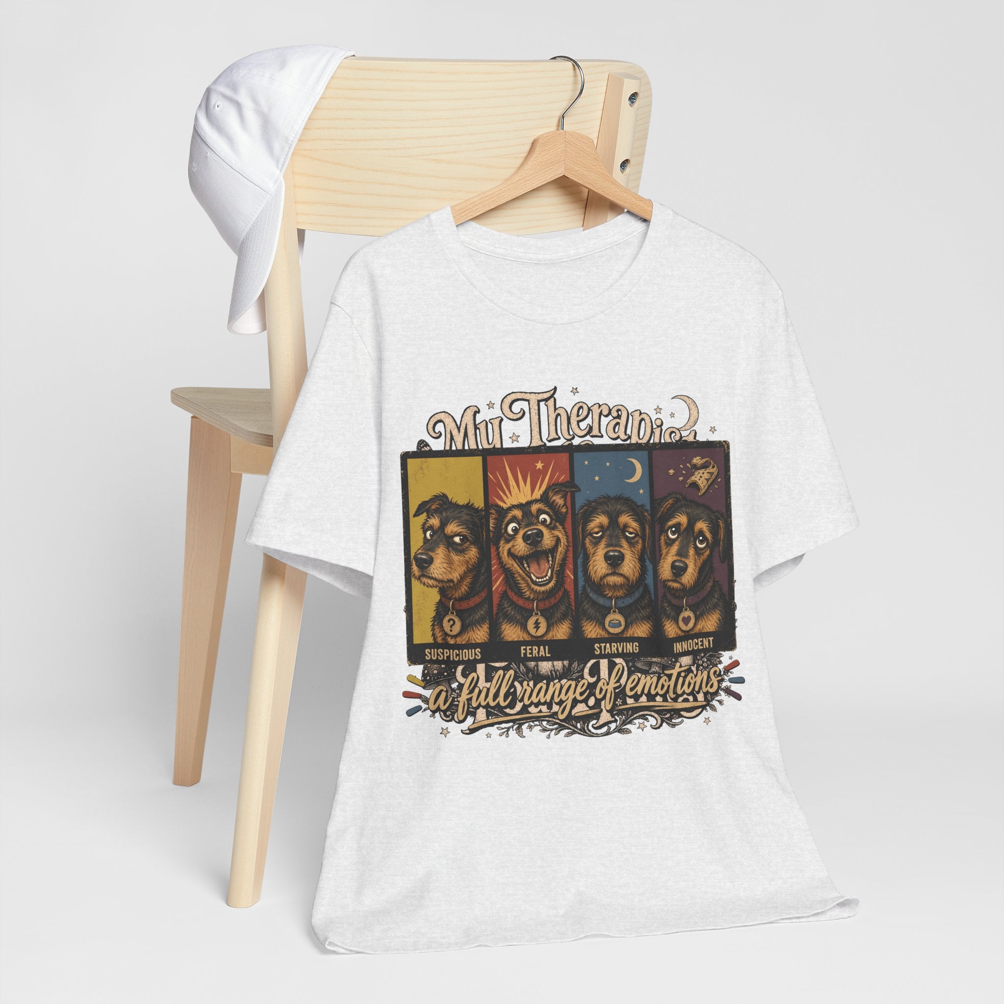 "A Full Range of Emotions" Dog T-Shirt — Funny Mood Chart Graphic Tee