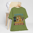 "Dinner Was Three Minutes Ago" T-Shirt — Playful Dog Dinner Graphic Tee