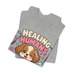 Healing Humans, Spoiling Dogs T‑Shirt — Cute Veterinary Nurse Dog Mom Tee