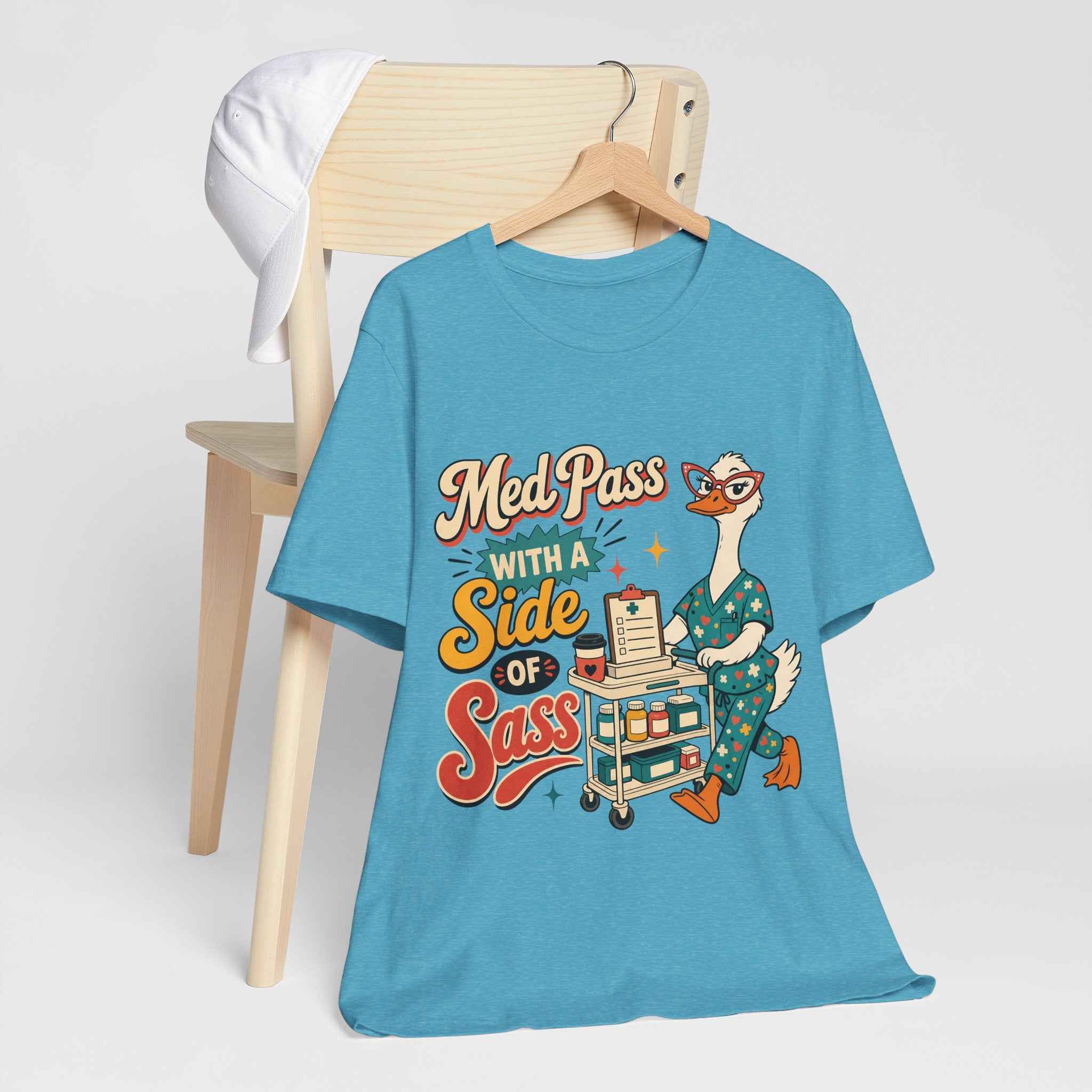 "Med Pass With A Side Of Sass" Nurse T-Shirt — Funny Nurse Graphic Tee