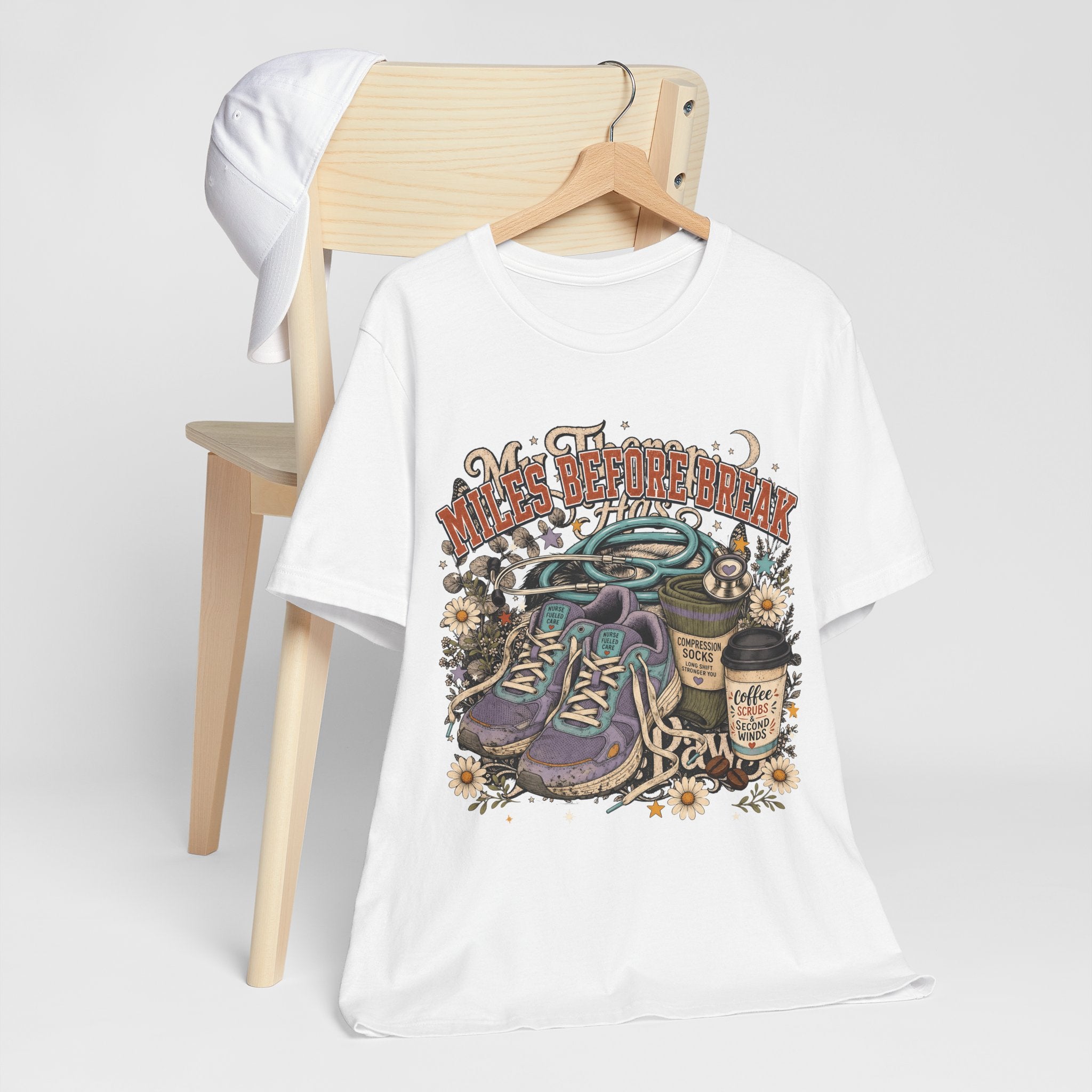 "Miles Before Break" Nurse T-Shirt — Funny Nurse Graphic Tee