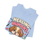 Healing Humans, Spoiling Dogs T‑Shirt — Cute Veterinary Nurse Dog Mom Tee