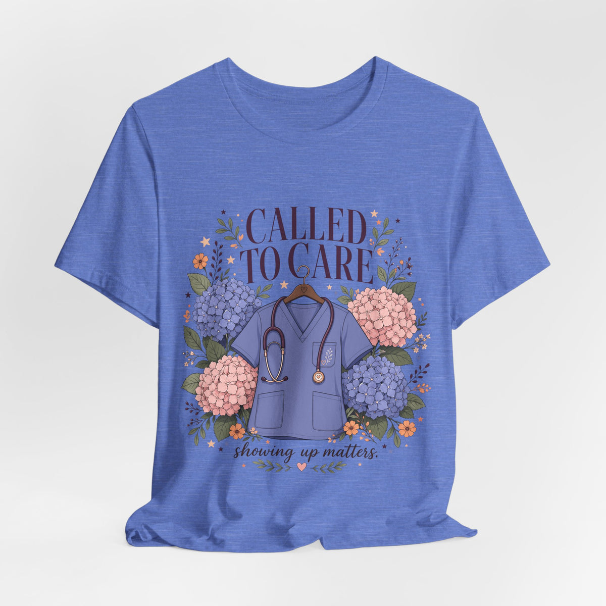 "Called To Care" Nurse T-Shirt — Floral Scrubs Nurse Graphic Tee