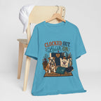 "Clocked Out. Leash On." T-Shirt — Warm Crossover Nurse Dog Lover Graphic Tee