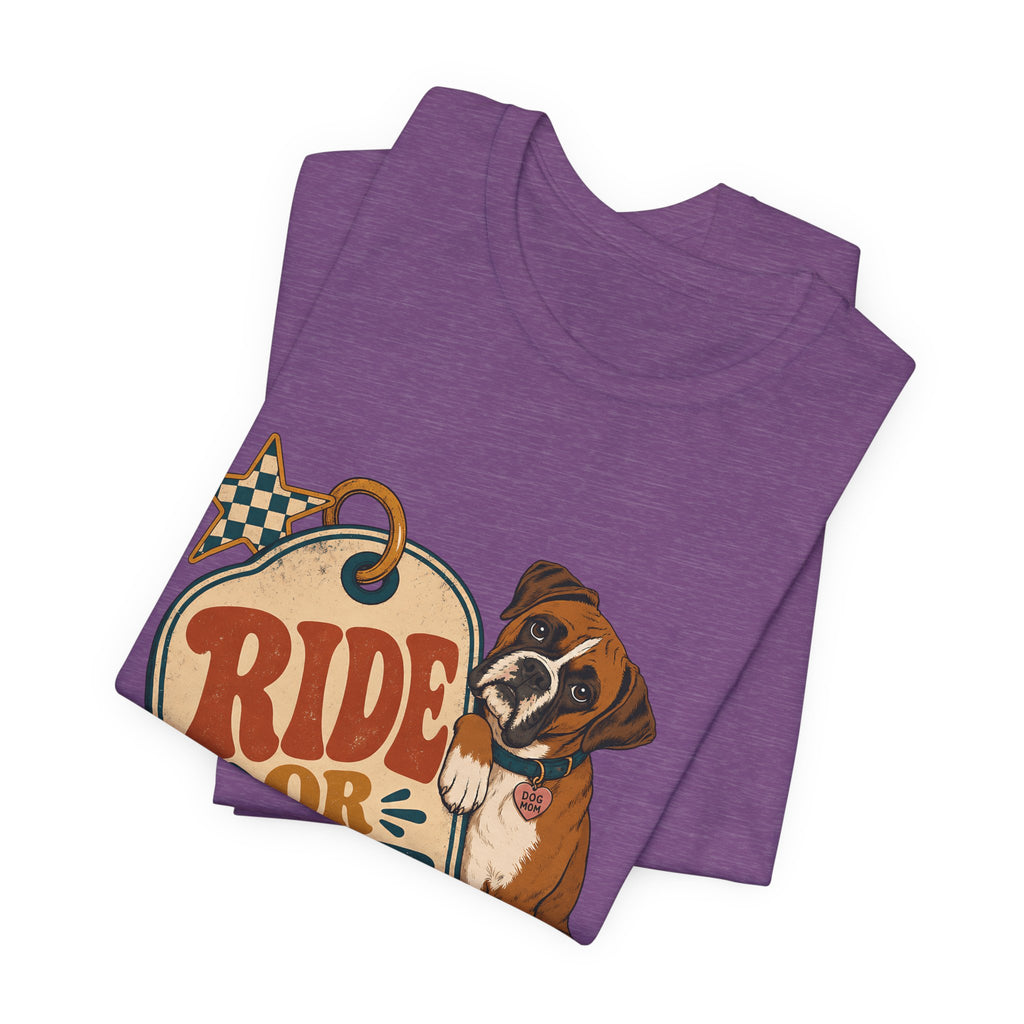 "Ride or Die" — Retro Boxer Dog Mom T-Shirt